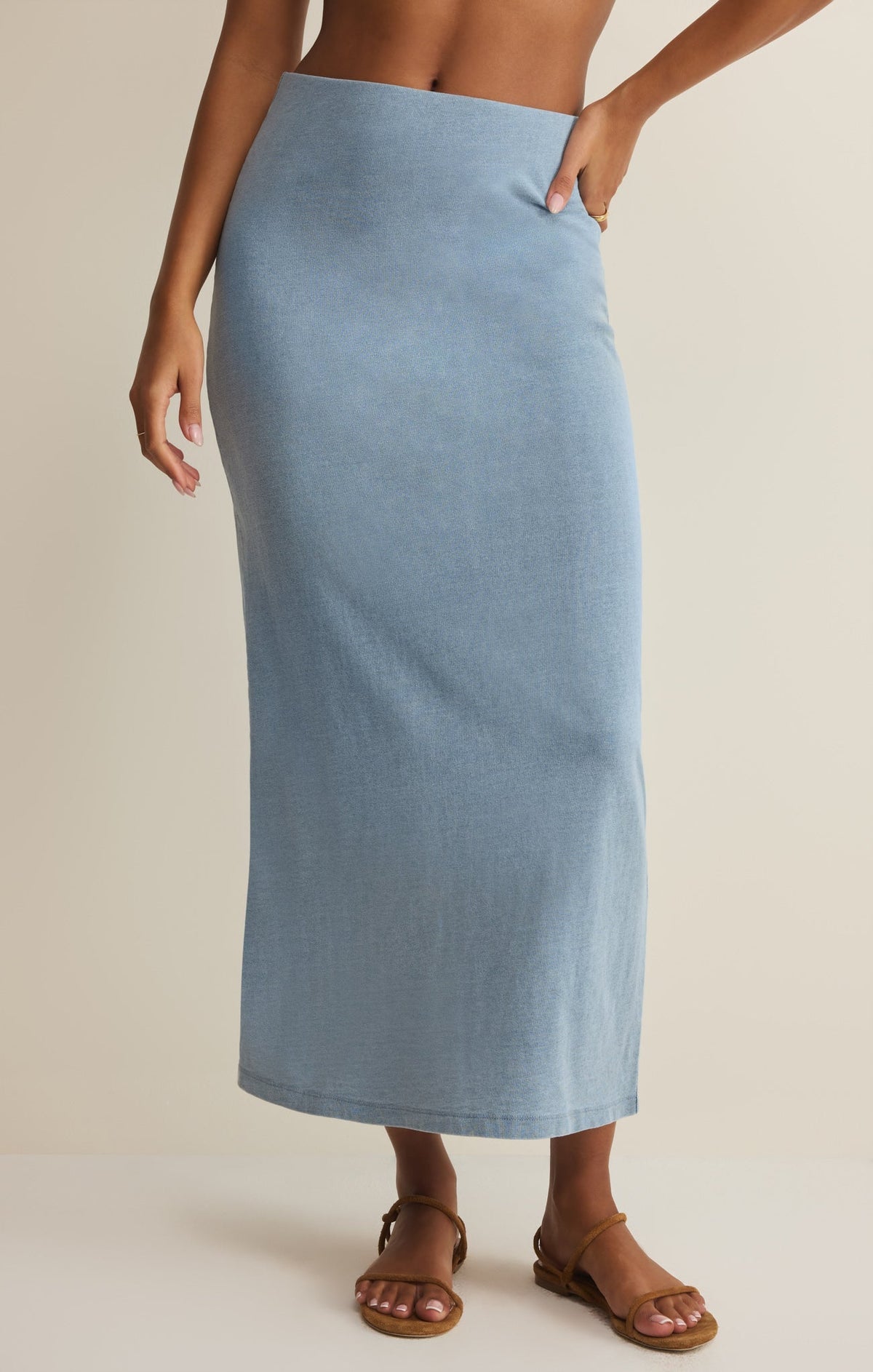 Gail Jersey Denim Midi Skirt